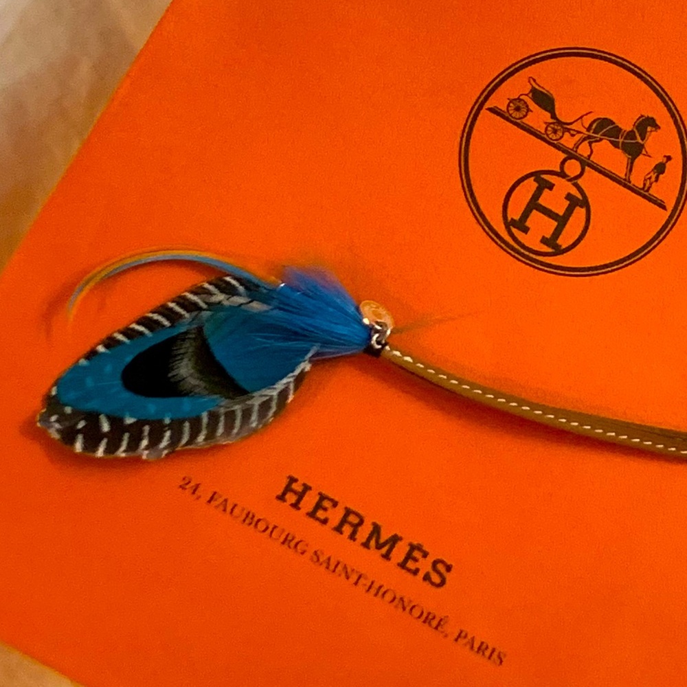🦋 Hermes grigri fly Bleu feather bag charm 🦋
